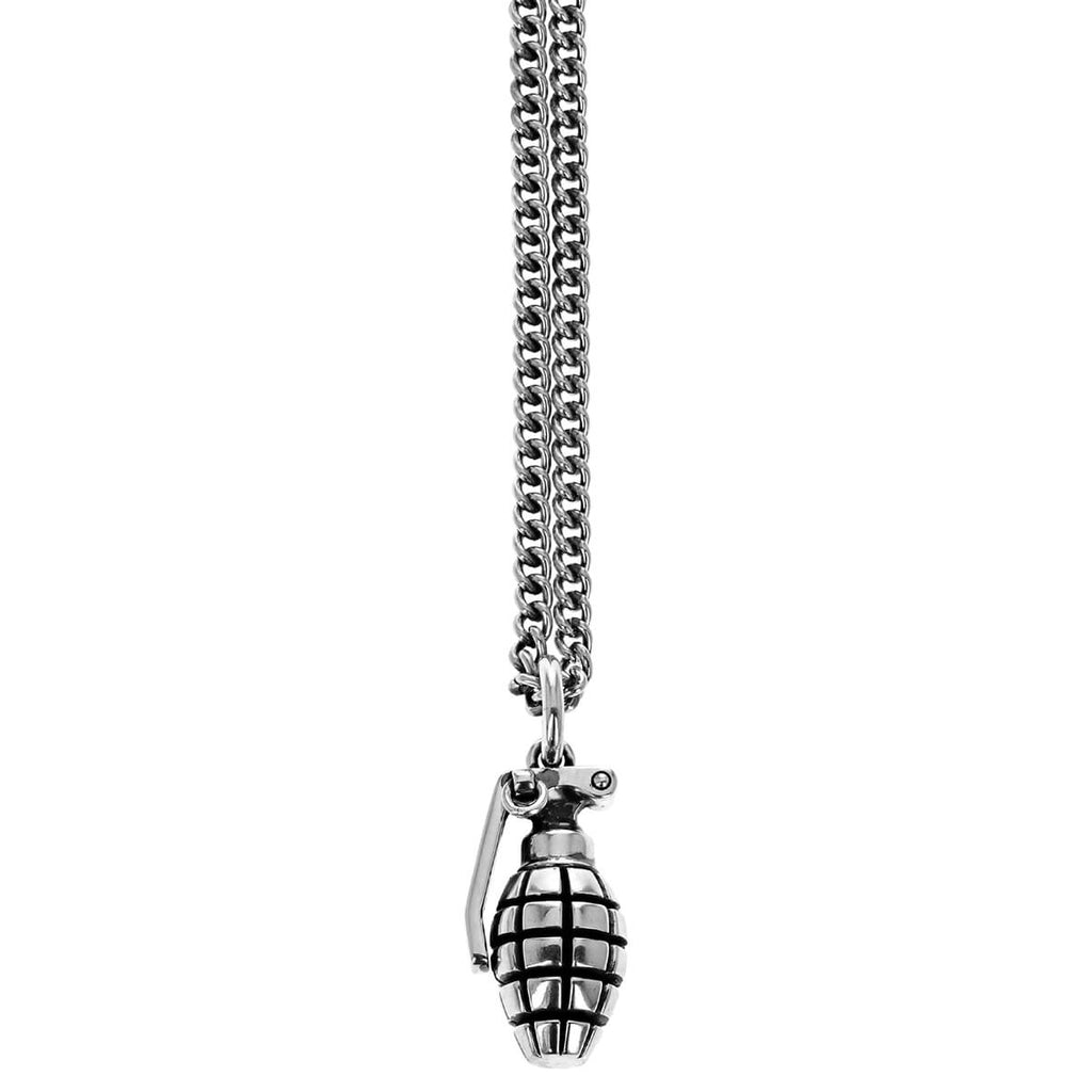 King Baby HAND GRENADE Pendant Necklace for Men in Sterling Silver