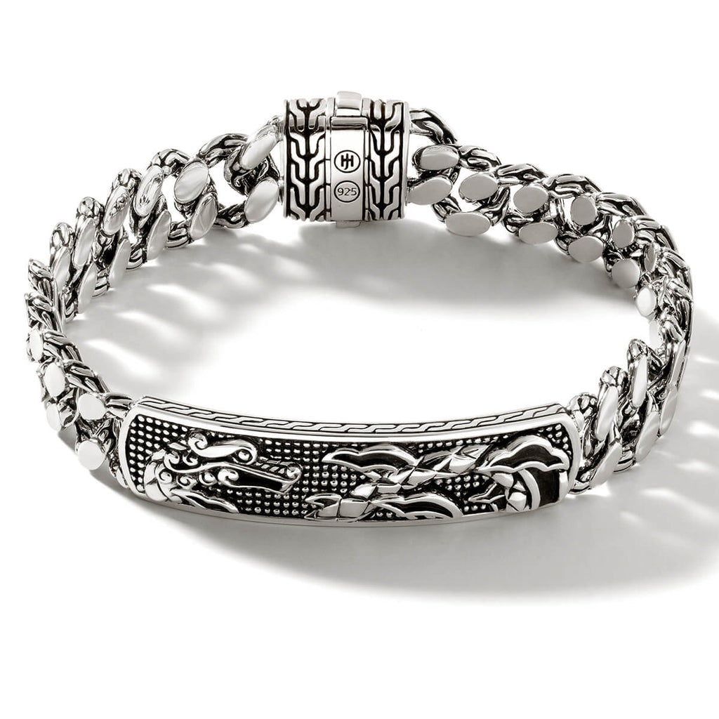 John Hardy Mens Legends Naga Dragon ID Station Bracelet in Sterling Silver