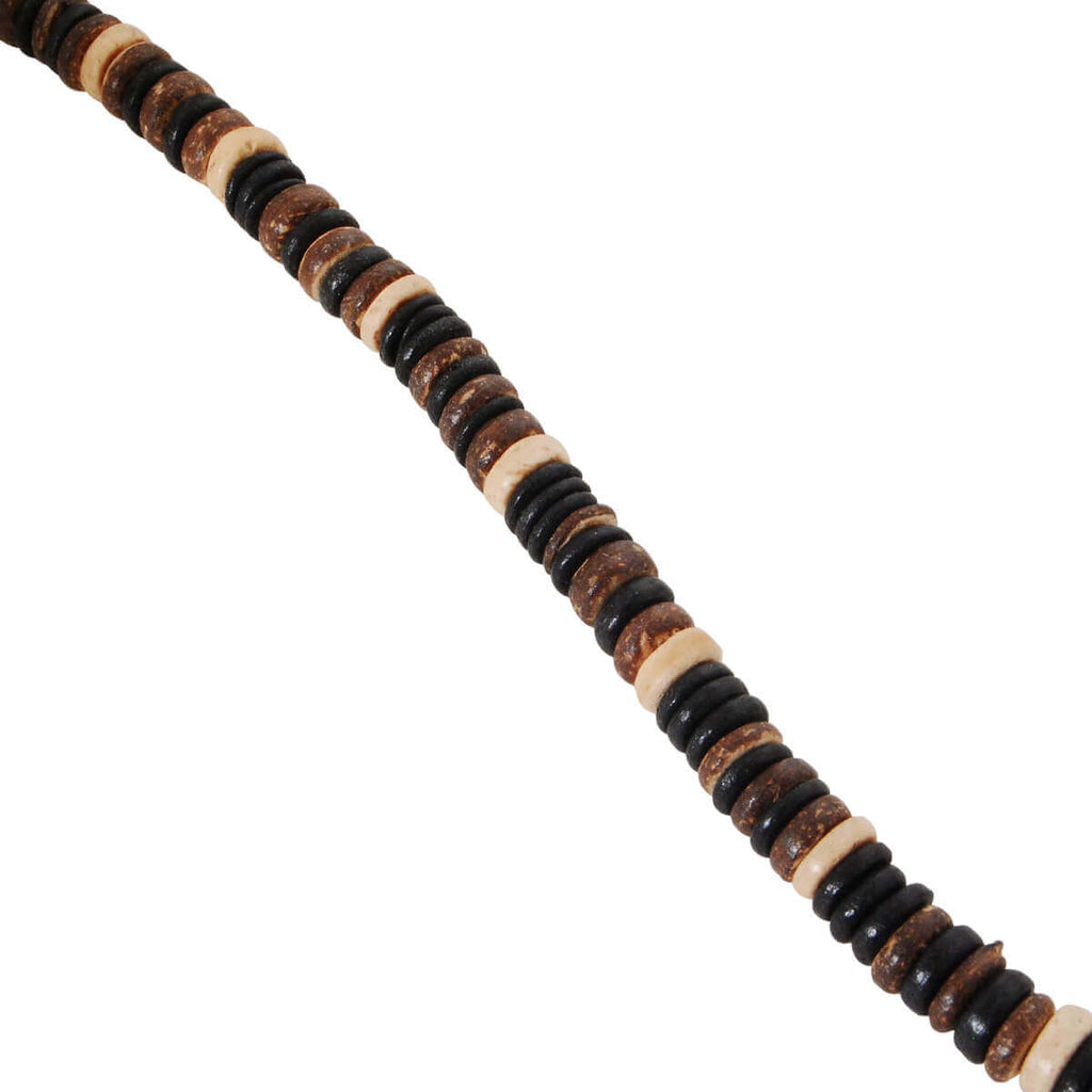 NIHAU Mens Necklace Brown White and Black Coconut Shell Hawaiian Bead