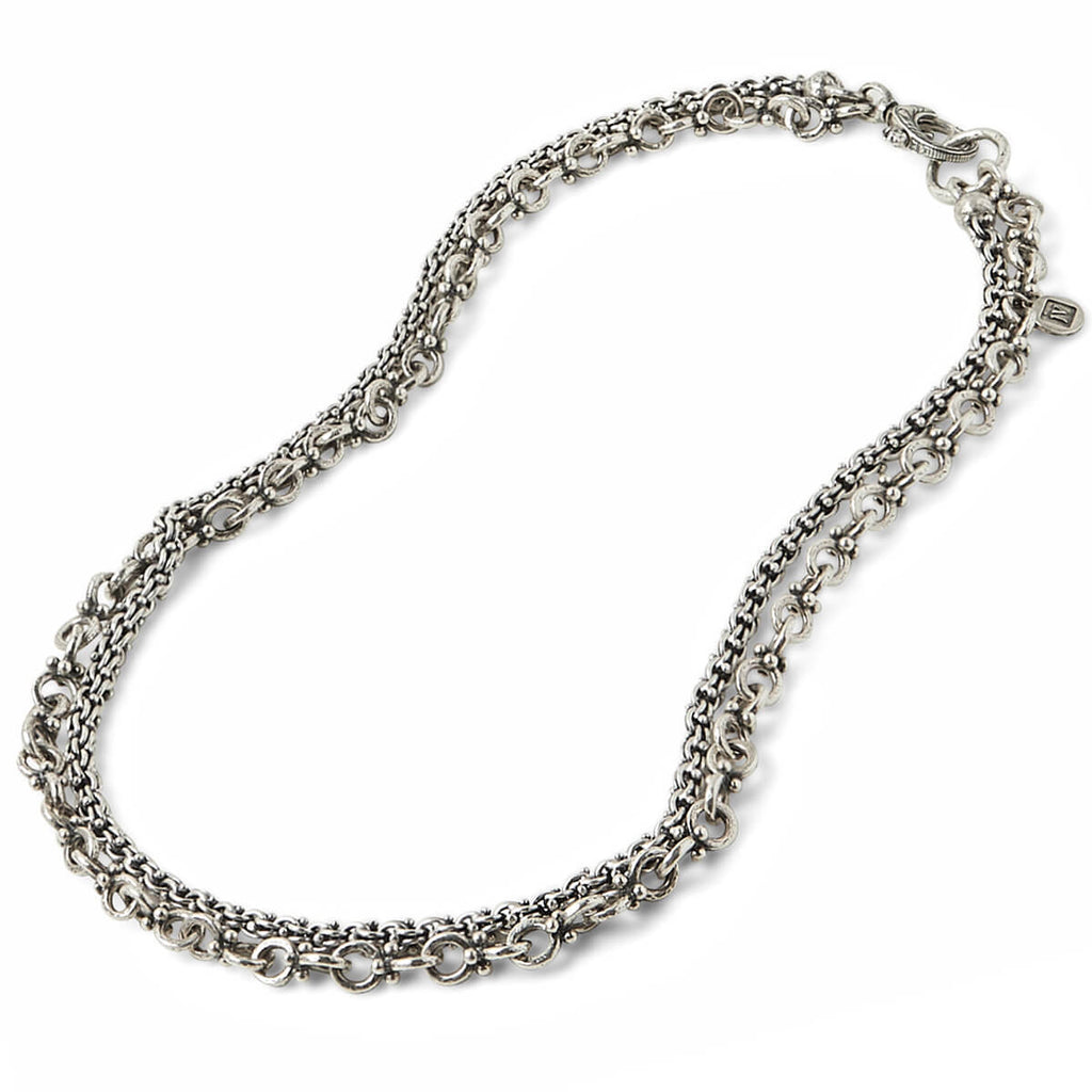 John Varvatos TWIN KEYS Men's Chain Necklace in Silver and Brass