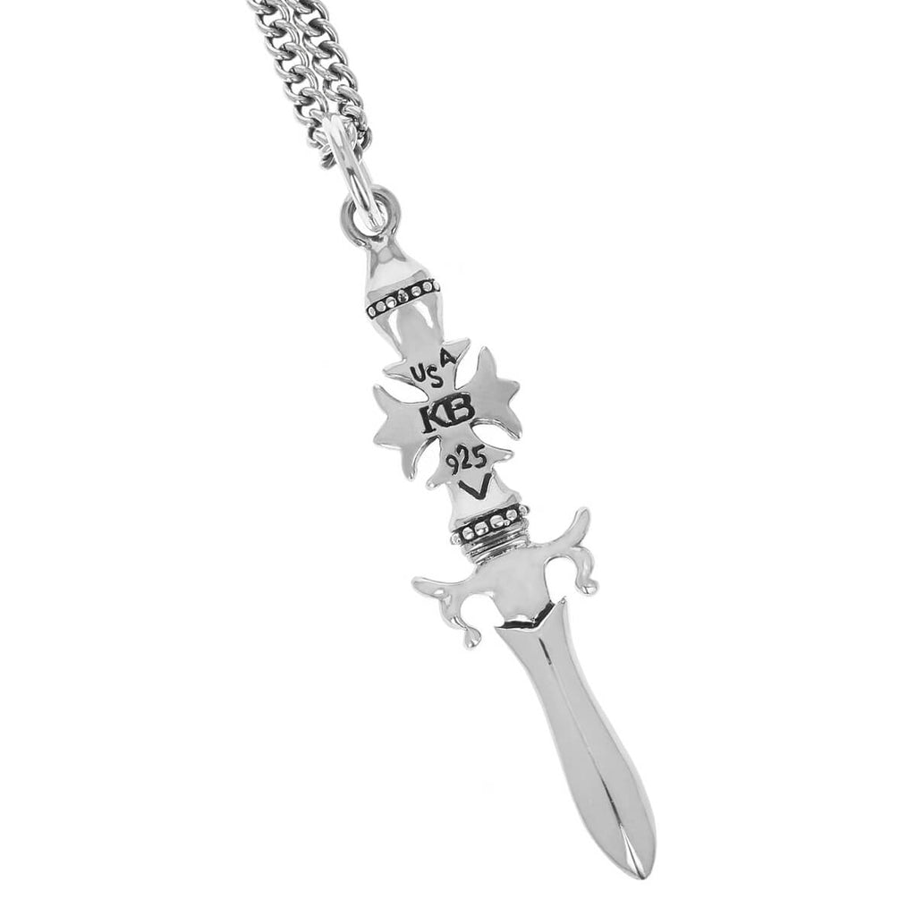 GOTHIC CROSS DAGGER Men's Necklace by King Baby in Sterling