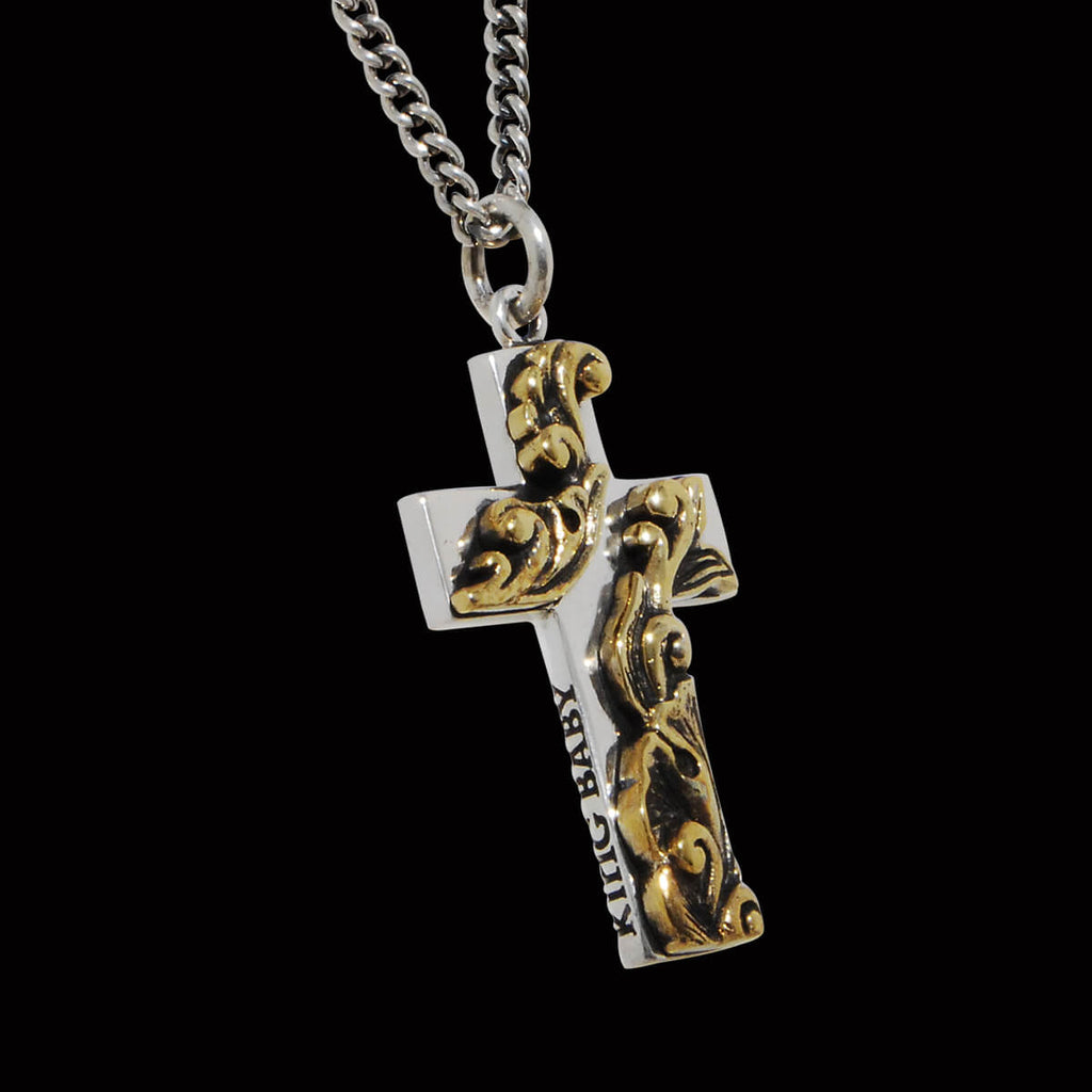 GOLD SCROLL CROSS Pendant Chain for Men by King Baby Studio