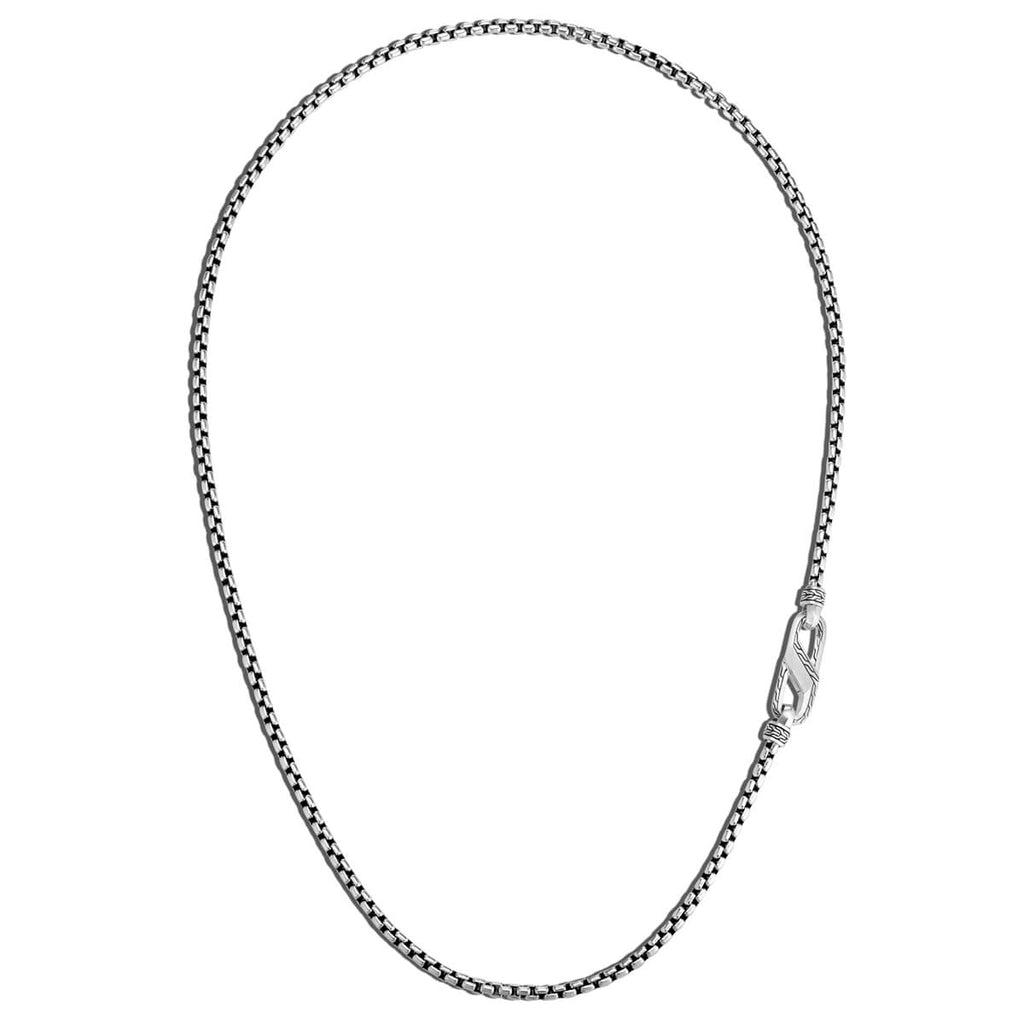 Men's Engravable Flat-Edge Sterling Silver Dog Tag Necklace with Box Link Chain - Medium