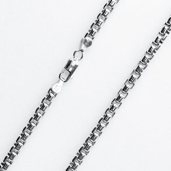 BOX CHAIN THICK Rounded Box Link Sterling Silver Chain for Men