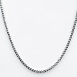 FRANCO CHAIN Thick Width Squared Curb Link Sterling Silver Chain for Men - Wearable View