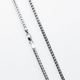 FRANCO CHAIN Thin Width Squared Curb Link 3mm Sterling Silver Chain for Men