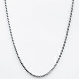 FRANCO CHAIN Thin Width Squared Curb Link 3mm Sterling Silver Chain for Men - Wearable View