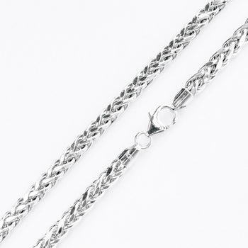 WHEAT CHAIN THICK Woven Link 5mm Sterling Silver Chain for Men