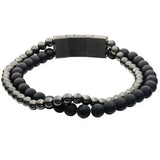 DUPLEX Mens Bracelet Gunmetal Steel and Onyx Beads