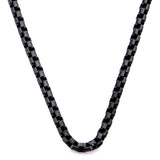 SHADY Black Steel Rounded Thin Box Link Chain Mens Necklace