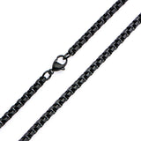 SHADY Black Steel Rounded Thin Box Link Chain Mens Necklace - Clasp View