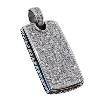 BLING DOGTAG CZ Stone Heavy Duty Mens Pendant in Stainless Steel