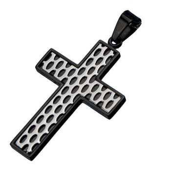 ROADSTER CROSS Mens Necklace Black Stainless Steel Pendant