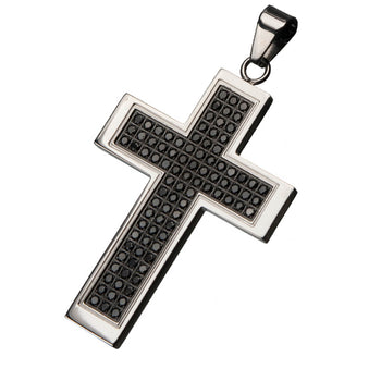 SPIRIT CROSS Black CZ Stone Stainless Steel Pendant for Men