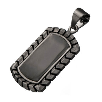 BLACK ONYX DOGTAG Stainless Steel Mens Necklace Pendant