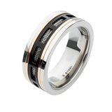 STREETCAR Mens Ring in Black and Rose Gold Steel with Cable Inset