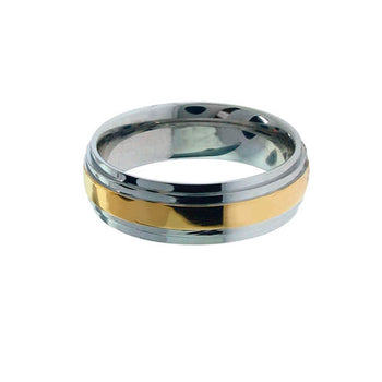 GOLD BANDED RING for Men in Stainless Steel