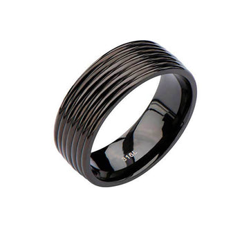 PITCH BLACK Ring for Men in Stainless Steel