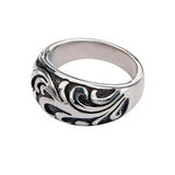 SCROLLWORK RING Stainless Steel Mens Ring - Side View