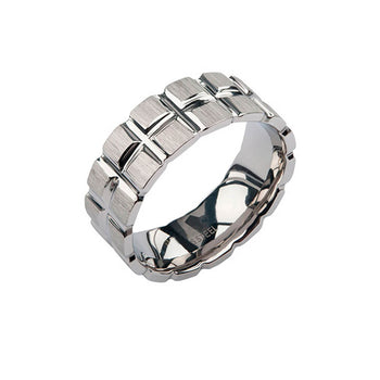 GRIDWORK Band Ring for Men in Stainless Steel