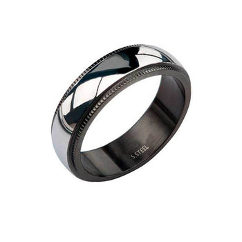 AUSTERE RING Black and Stainless Steel Mens Ring