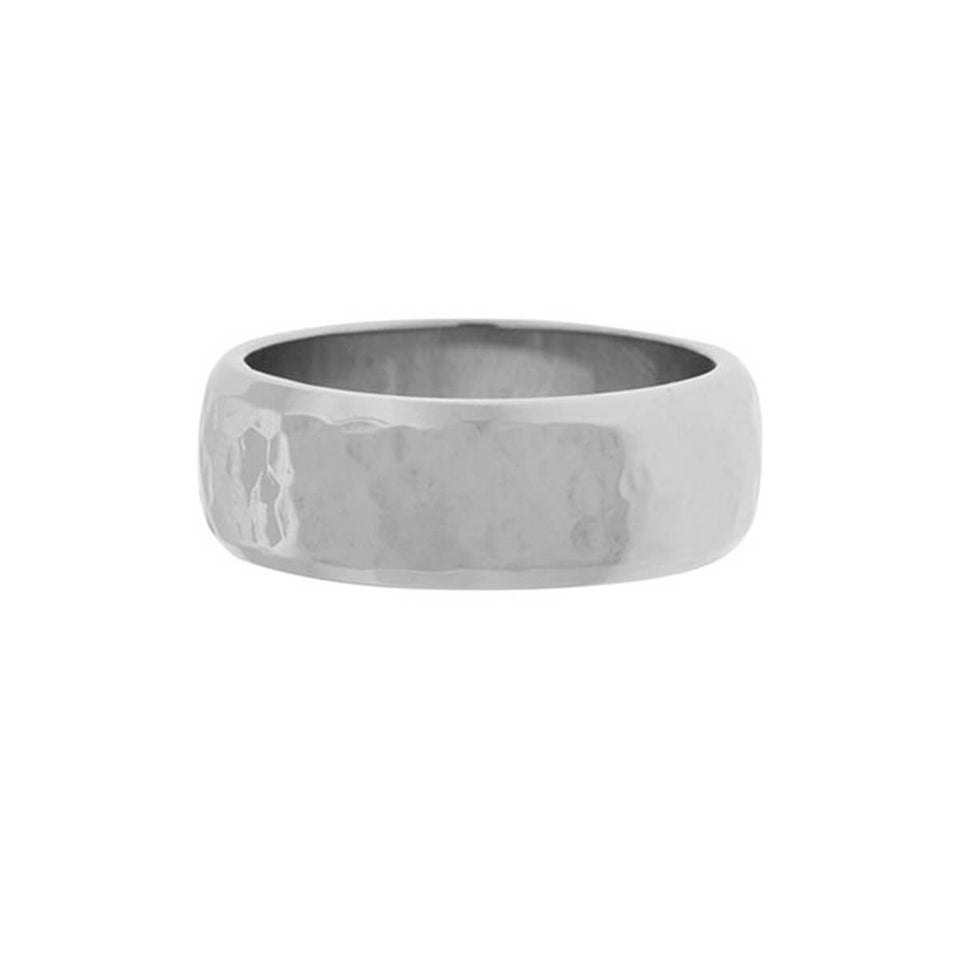 TOUCHSTONE Hammered Mens Ring in Stainless Steel