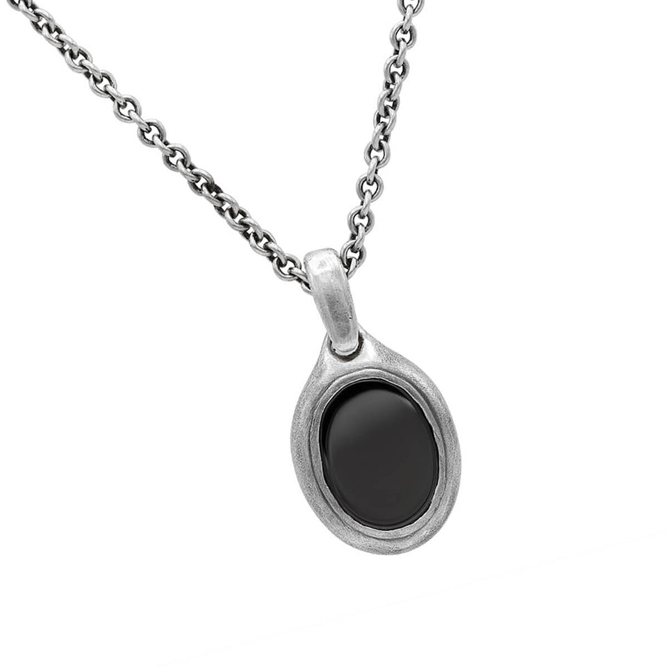 John Varvatos HEMATITE MEDALLION Mens Pendant Necklace in Silver