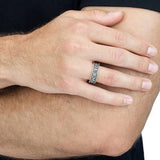 Model Wearing F YOU Coin Edge Mens Ring in Sterling Silver by King Baby