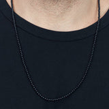 Model Wearing King Baby ONYX BEAD Men's Chain Necklace