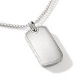 John Hardy Mens Dog Tag Pendant Necklace in Sterling Silver