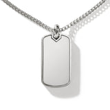 John Hardy Mens Dog Tag Pendant Necklace in Sterling Silver - Front View