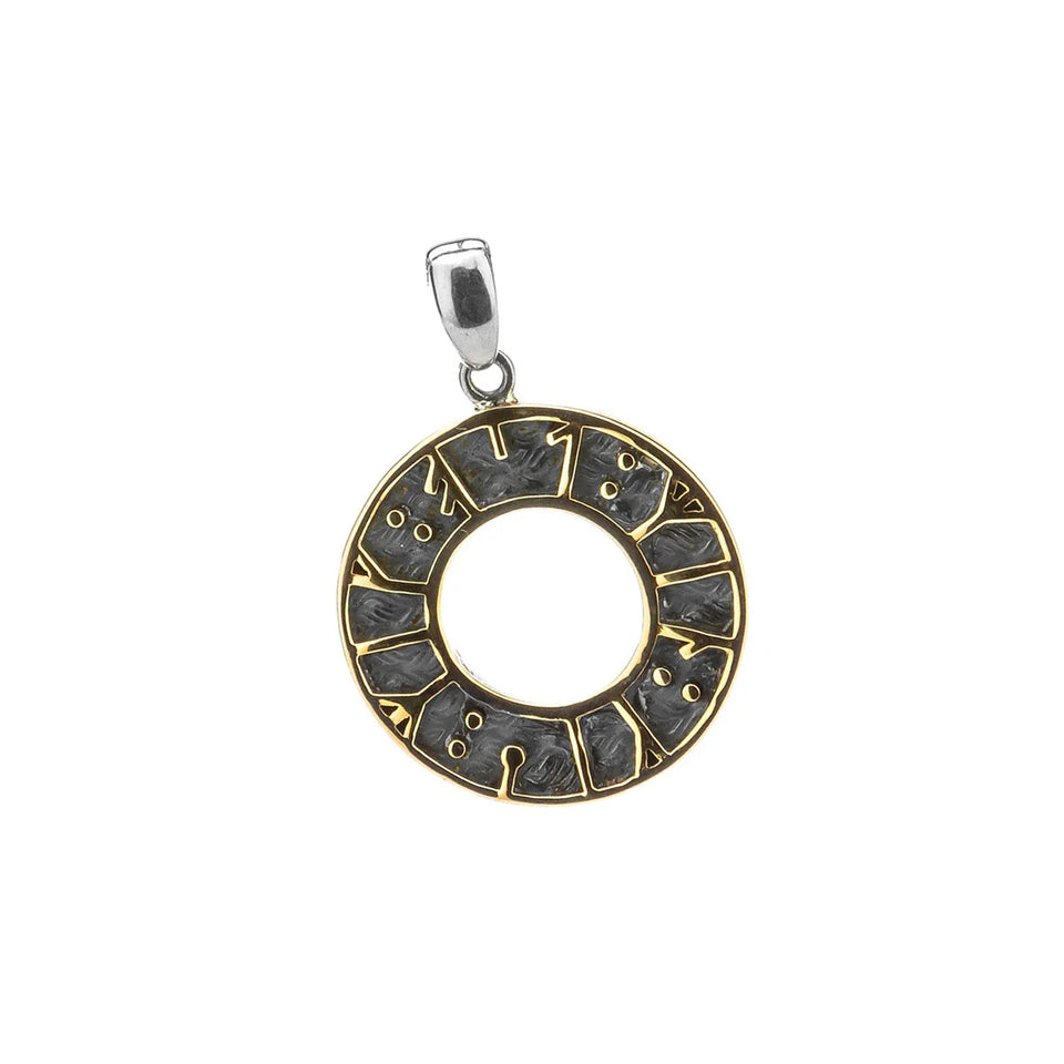 GOLD NORDIC RUNES MEDALLION Chain Pendant by Keith Jack