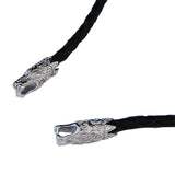 DEADLY DRAGON Mens Multi-Pendant Stainless Steel and Black Leather Necklace - Dragon Head Clasp