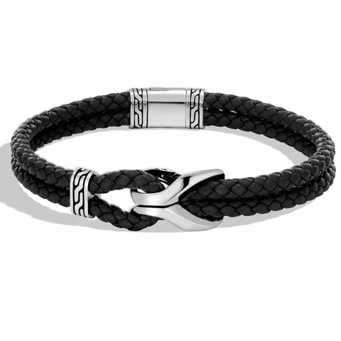 Asli Classic Chain Link Silver Bracelet on 9mm Black Braided