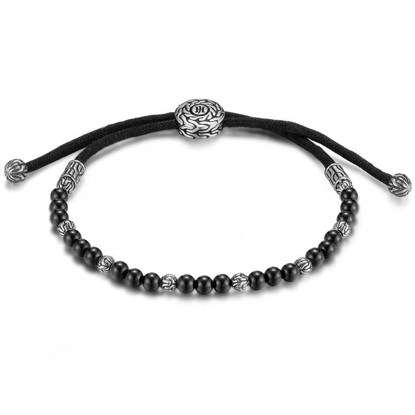 John Hardy Mens Black Onyx Bead 3mm Thin Width Bracelet with