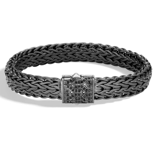 John Hardy Mens Rata Reversible Bracelet in Black Rhodium and Sterling  Silver