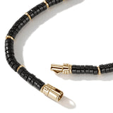 John Hardy Mens Heishi Bead Black Onyx and 14k Gold Bracelet - Close-up