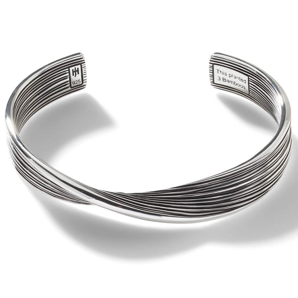 John Hardy Mens Twisted Bamboo Cuff Bracelet in Sterling Silver