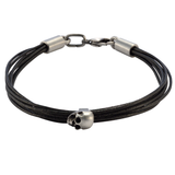 VIGILANT MULTI-STRAND Black Leather Skull Bracelet by BICO Australia