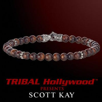 RED TIGERS EYE Thin Width Beaded Bracelet by Scott Kay