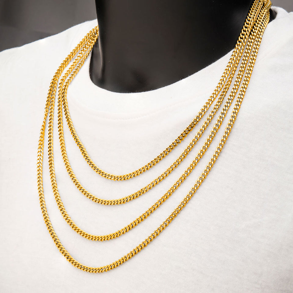Mens Cuban Link Chain Gold 3mm 18kgold Curb Necklace for Men