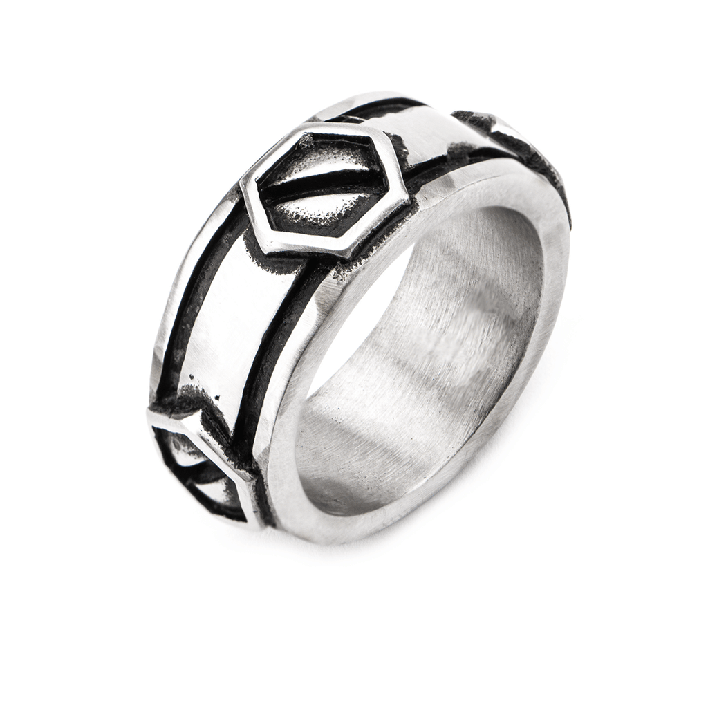 SCREWBOLT RING Modern Industrial Style Stainless Steel Mens Ring