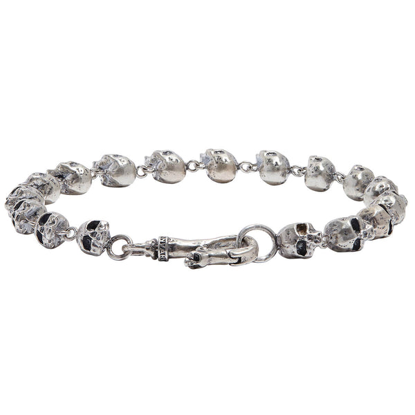 John Varvatos MULTI-BEAD SKULL BRACELET Silver Brass & Lava Beads