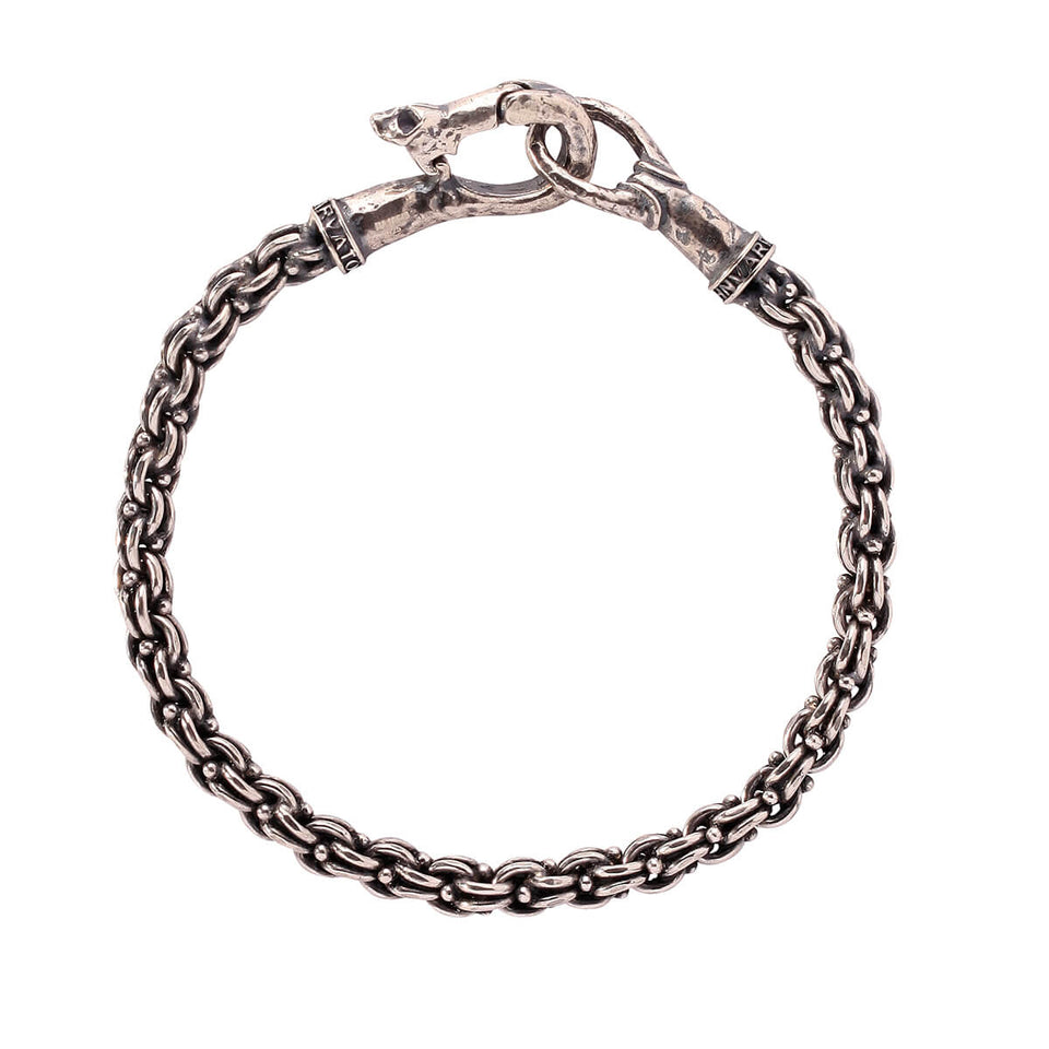 John Varvatos SILVER MODERN LINK Bracelet for Men with Skull Clasp