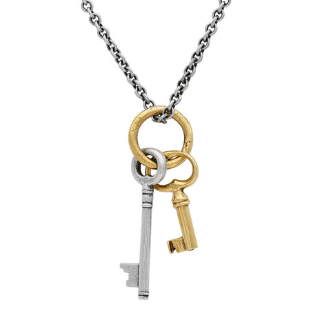 John Varvatos ANCIENT PADLOCK Chain Necklace for Men in Silver and Brass