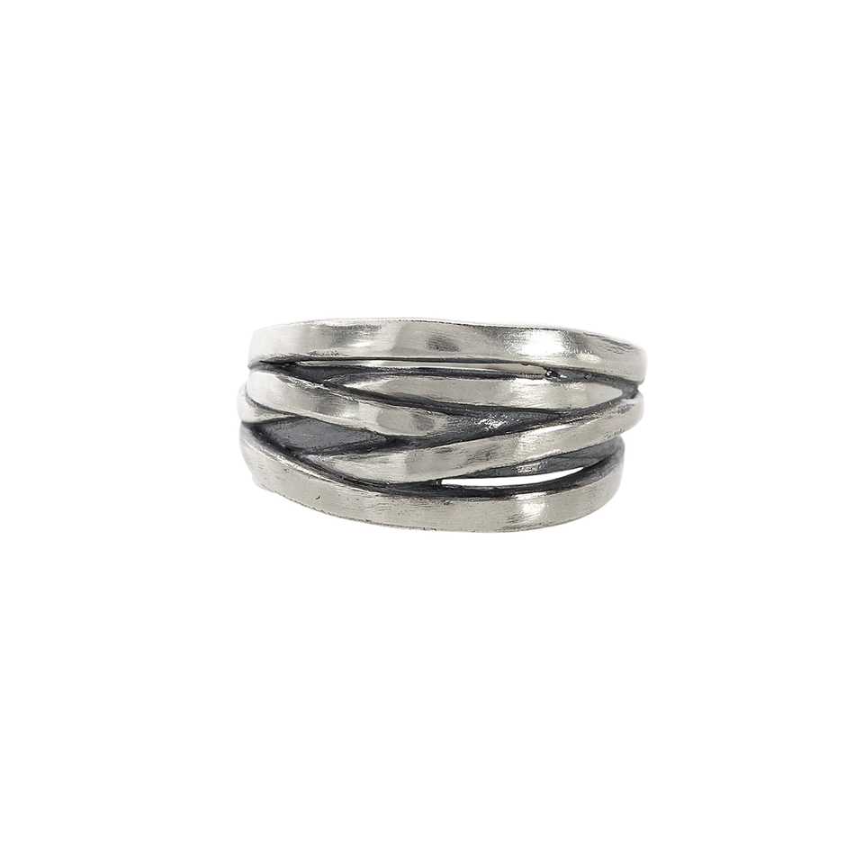 John Varvatos FUSION BAND Silver Ring for Men w/ Overlapping Bands