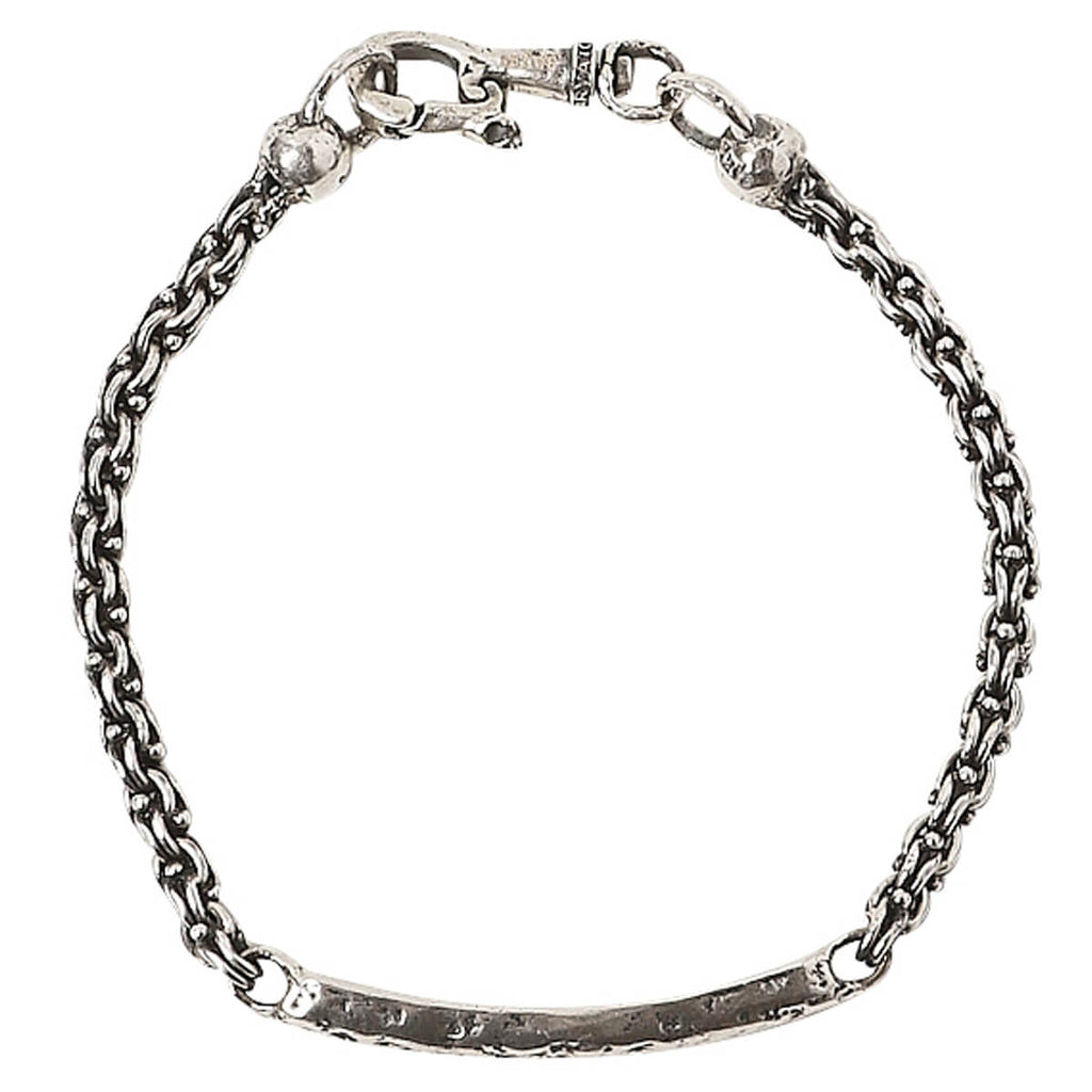 John Varvatos HAMMERED TAG Modern Link Men's Bracelet in Silver