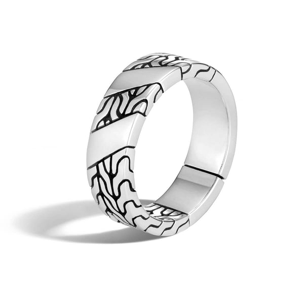 John Hardy Mens Classic Motif Sterling Silver 7mm Band Ring