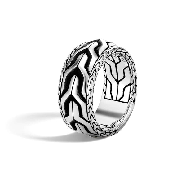 John Hardy Mens Asli Link Design Silver Band Ring 10mm - Classic Chain  Collection