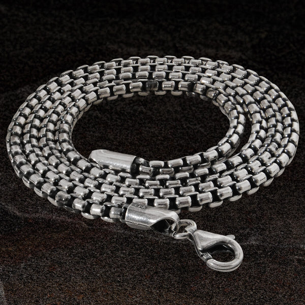 Keith Jack SHINY VENETIAN CHAIN Extra Thin Silver Box Link Mens Chain